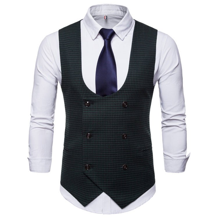 1 gilet de costume coupe slim à col en U pied-de-poule Homme - RAPHYA