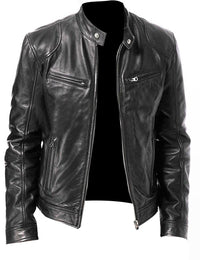 Veste en cuir zippée multipoches Homme