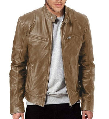 Veste en cuir zippée multipoches Homme