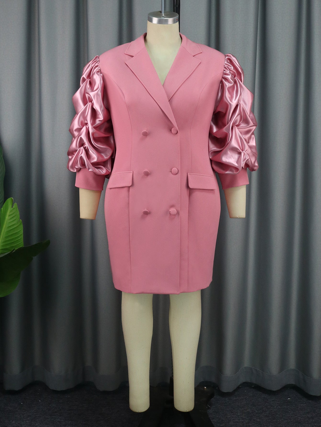 Robe à col pour costume de travail, Cardigan élégant à Double boutonnage, jupe Midi Femme