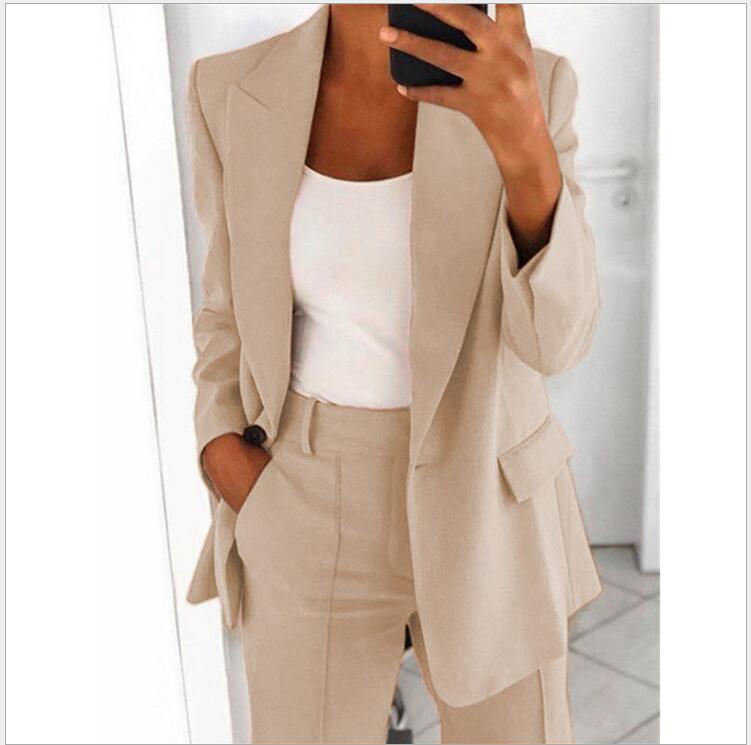 Blazer à manches longues coupe slim à revers à la mode d'automne Femme - RAPHYA