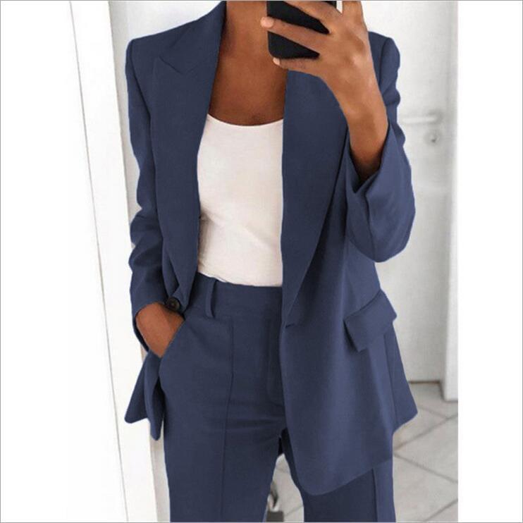 Blazer à manches longues coupe slim à revers à la mode d'automne Femme - RAPHYA