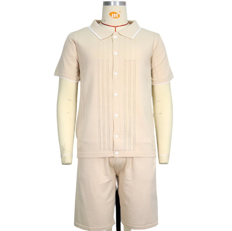 Business Casual Knitwear Two - Piece Polo Shirt Set Homme - RAPHYA