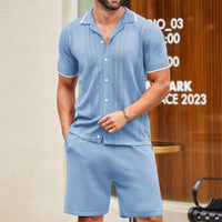 Business Casual Knitwear Two - Piece Polo Shirt Set Homme - RAPHYA