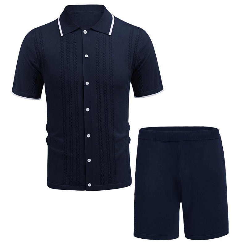 Business Casual Knitwear Two - Piece Polo Shirt Set Homme - RAPHYA