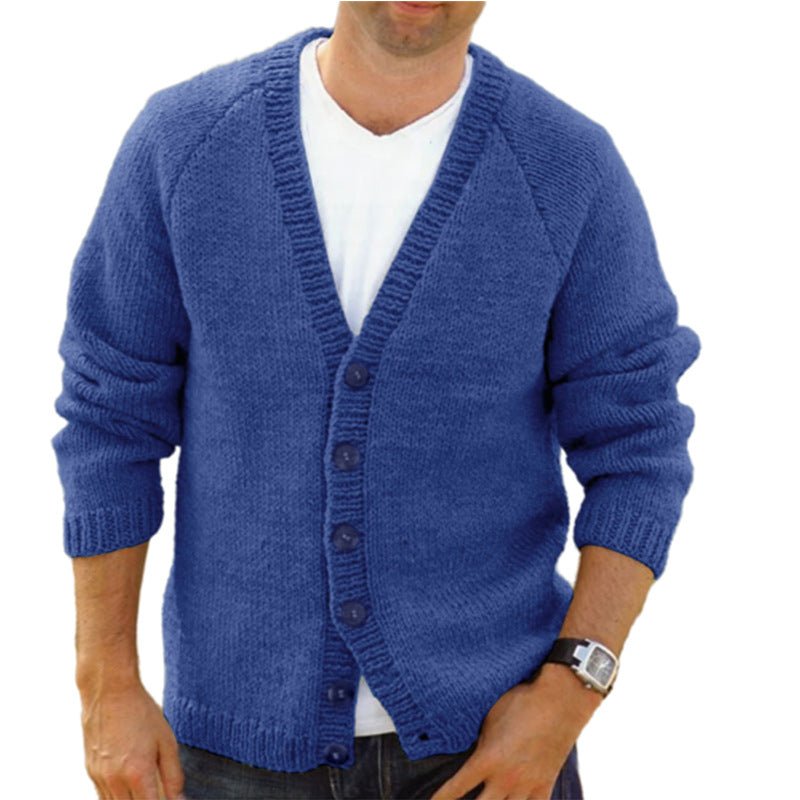 Cardigan tricoté décontracté à col en v, veste pull boutonnée, automne et hiver Homme - RAPHYA