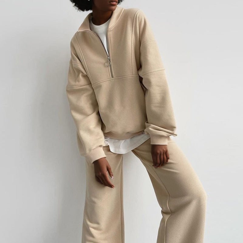 Casual long - sleeved top loose trousers sweatshirt two - piece set Femme - RAPHYA