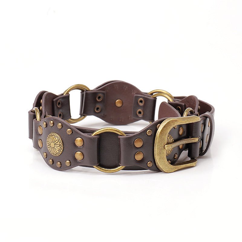 Ceinture de style cowboy occidental, accessoires en alliage rétro, ceinture large pour l'industrie lourde Femme - RAPHYA