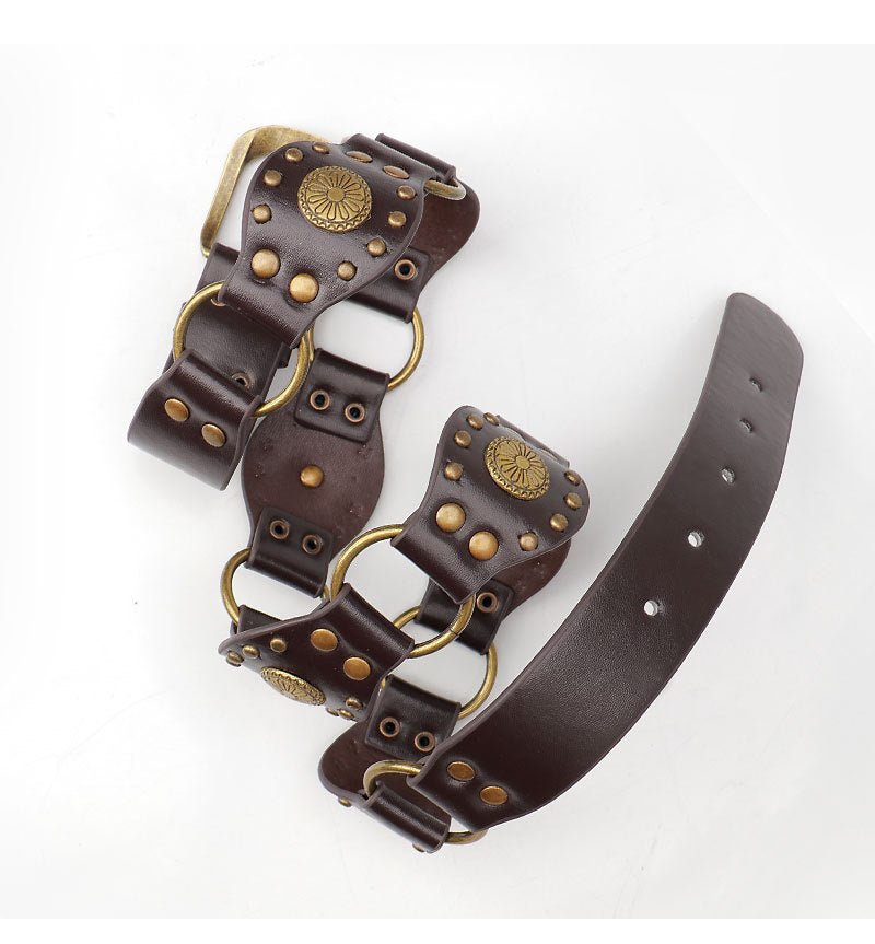 Ceinture de style cowboy occidental, accessoires en alliage rétro, ceinture large pour l'industrie lourde Femme - RAPHYA