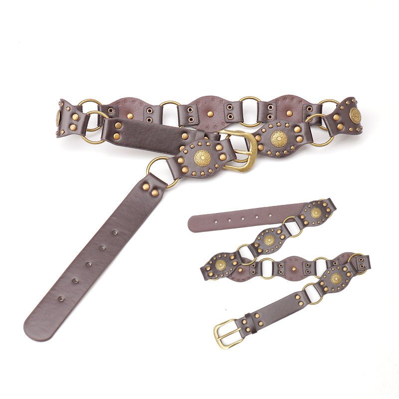 Ceinture de style cowboy occidental, accessoires en alliage rétro, ceinture large pour l'industrie lourde Femme - RAPHYA