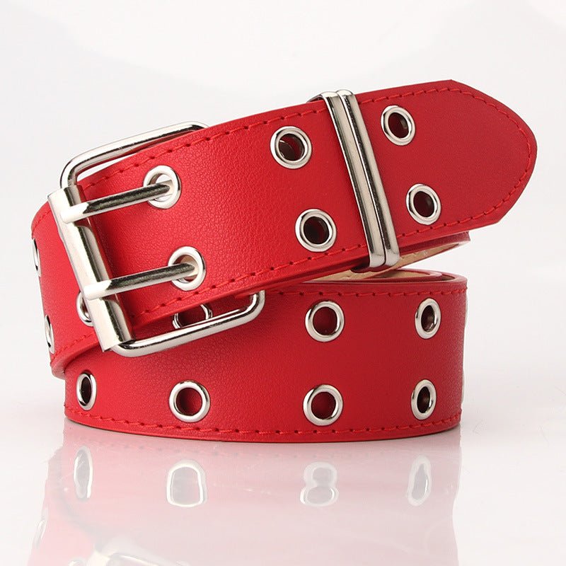 Ceinture large avec rivets à œillets d'échappement doubles personnalisés Femme - RAPHYA