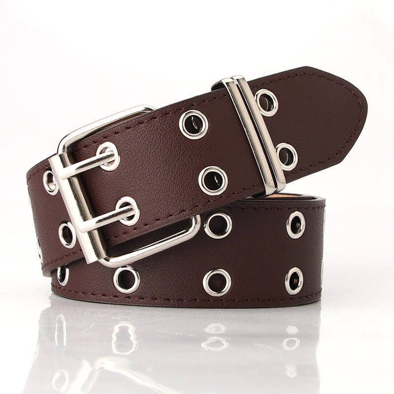 Ceinture large avec rivets à œillets d'échappement doubles personnalisés Femme - RAPHYA