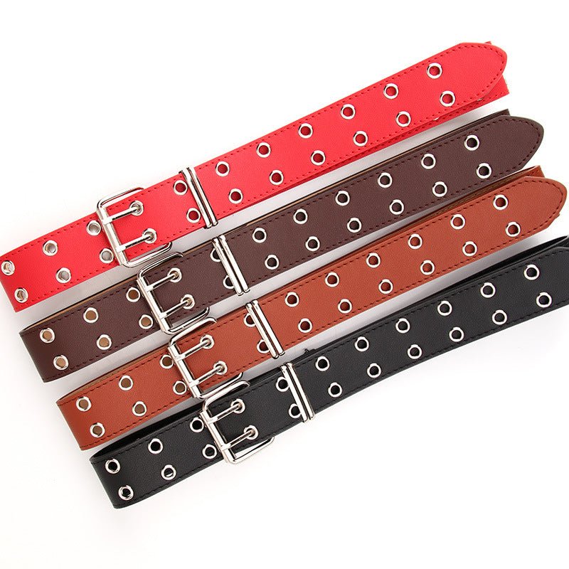 Ceinture large avec rivets à œillets d'échappement doubles personnalisés Femme - RAPHYA