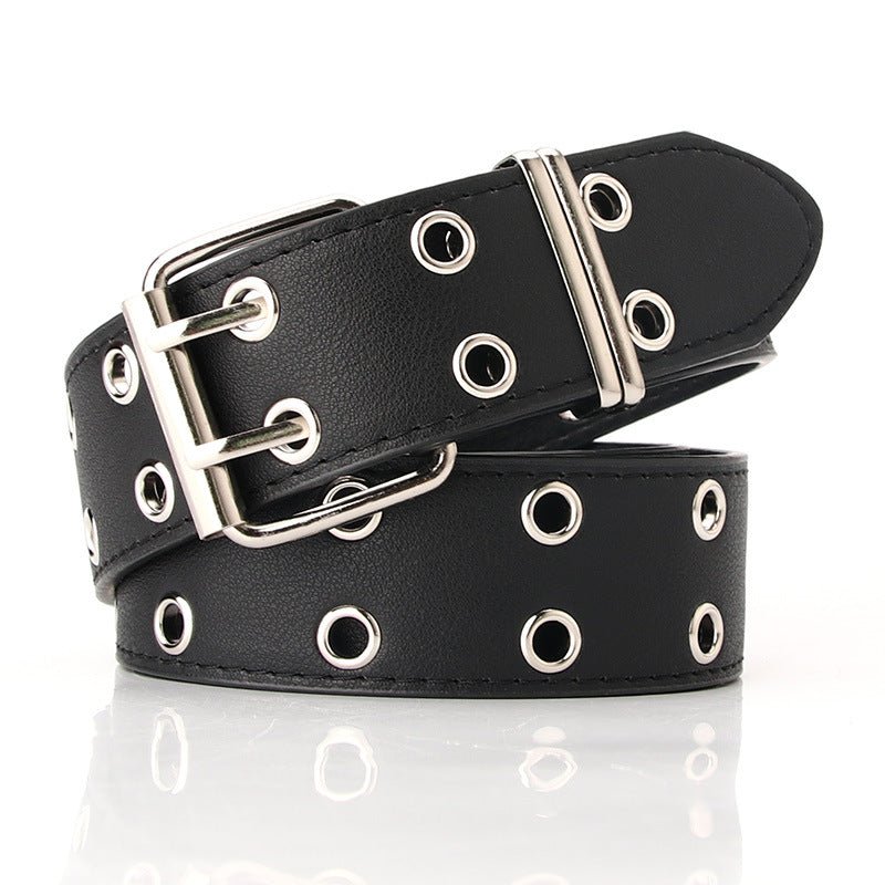 Ceinture large avec rivets à œillets d'échappement doubles personnalisés Femme - RAPHYA