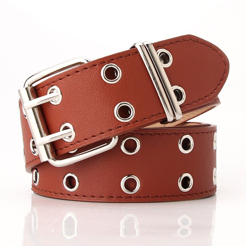 Ceinture large avec rivets à œillets d'échappement doubles personnalisés Femme - RAPHYA