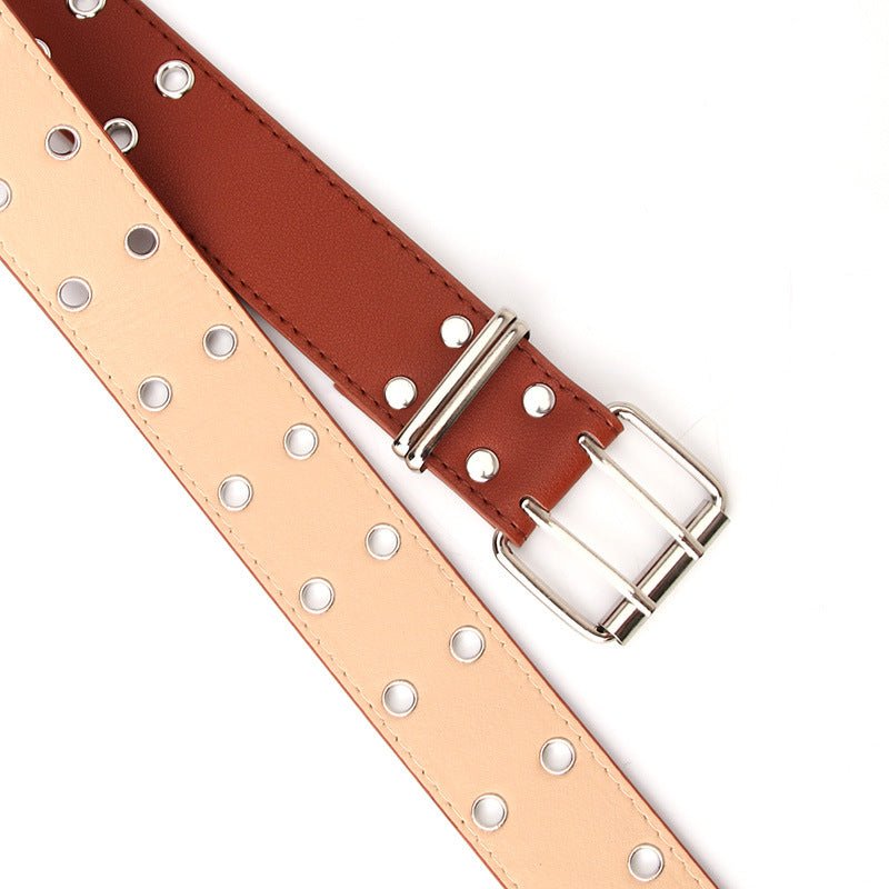 Ceinture large avec rivets à œillets d'échappement doubles personnalisés Femme - RAPHYA