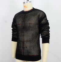 Chemise à manches longues tricotée creuse en maille pull à la mode Homme - RAPHYA