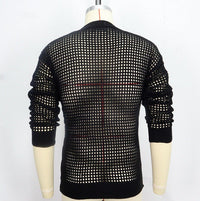 Chemise à manches longues tricotée creuse en maille pull à la mode Homme - RAPHYA