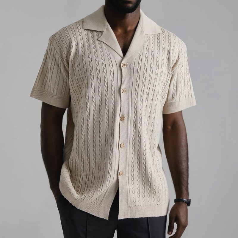 Chemise boutonnée en maille à manches courtes Homme - RAPHYA