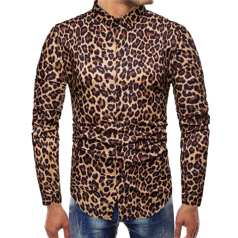 Chemise décontractée à manches longues pour hommes, coupe slim, revers imprimé Homme - RAPHYA