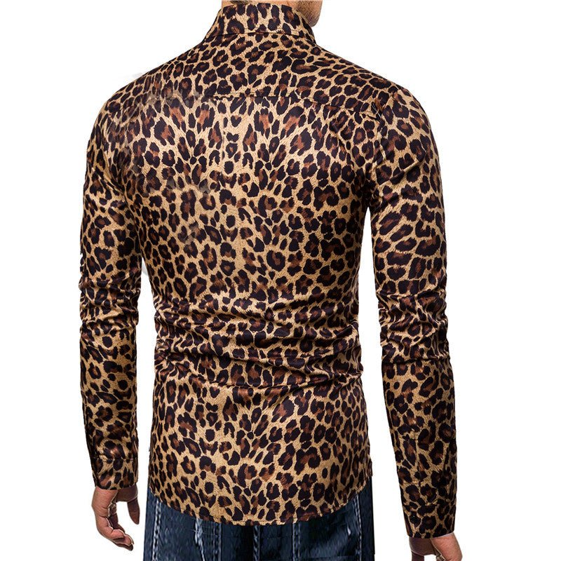 Chemise décontractée à manches longues pour hommes, coupe slim, revers imprimé Homme - RAPHYA