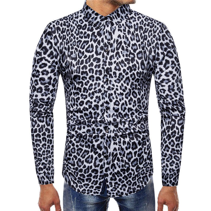 Chemise décontractée à manches longues pour hommes, coupe slim, revers imprimé Homme - RAPHYA