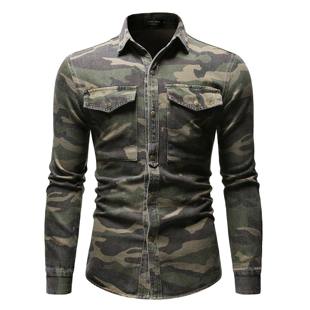 Chemise en jean camouflage vert militaire d'alpinisme en plein air Homme - RAPHYA