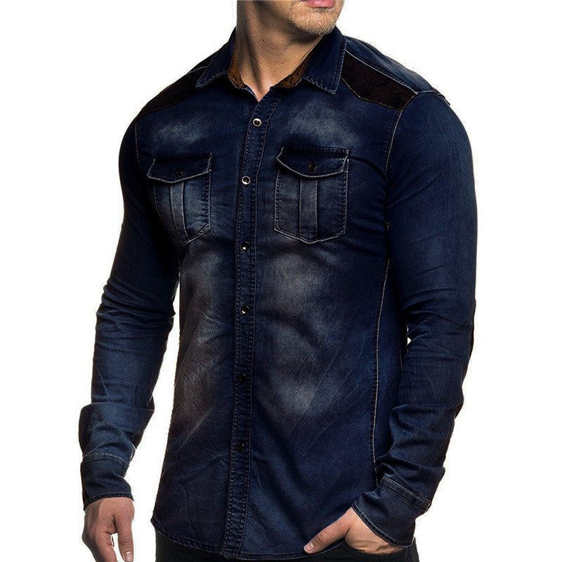 chemise en jean chemise slim à manches longues Homme - RAPHYA