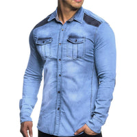 chemise en jean chemise slim à manches longues Homme - RAPHYA