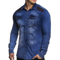 chemise en jean chemise slim à manches longues Homme - RAPHYA