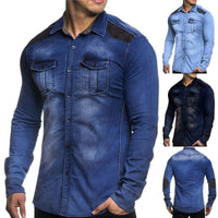 chemise en jean chemise slim à manches longues Homme - RAPHYA