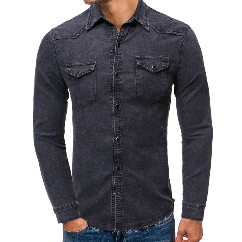 Chemise en jean décontractée à manches longues et double poche Homme - RAPHYA