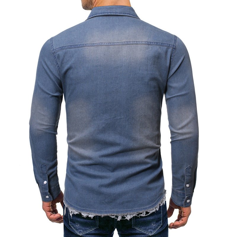 Chemise en jean décontractée à manches longues et double poche Homme - RAPHYA