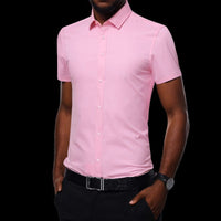 Chemise fine à manches courtes de couleur unie à revers d'affaires Homme - RAPHYA