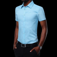 Chemise fine à manches courtes de couleur unie à revers d'affaires Homme - RAPHYA