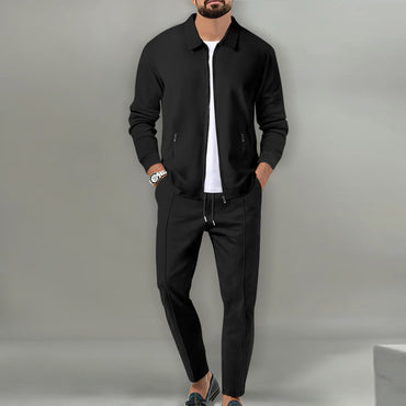 Costume cardigan slim à carreaux gaufrés, fermeture éclair, poche à revers, pantalon, automne Homme - RAPHYA