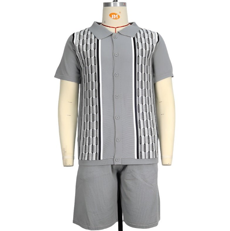 Costume polo tricoté deux pièces en jacquard décontracté Homme - RAPHYA