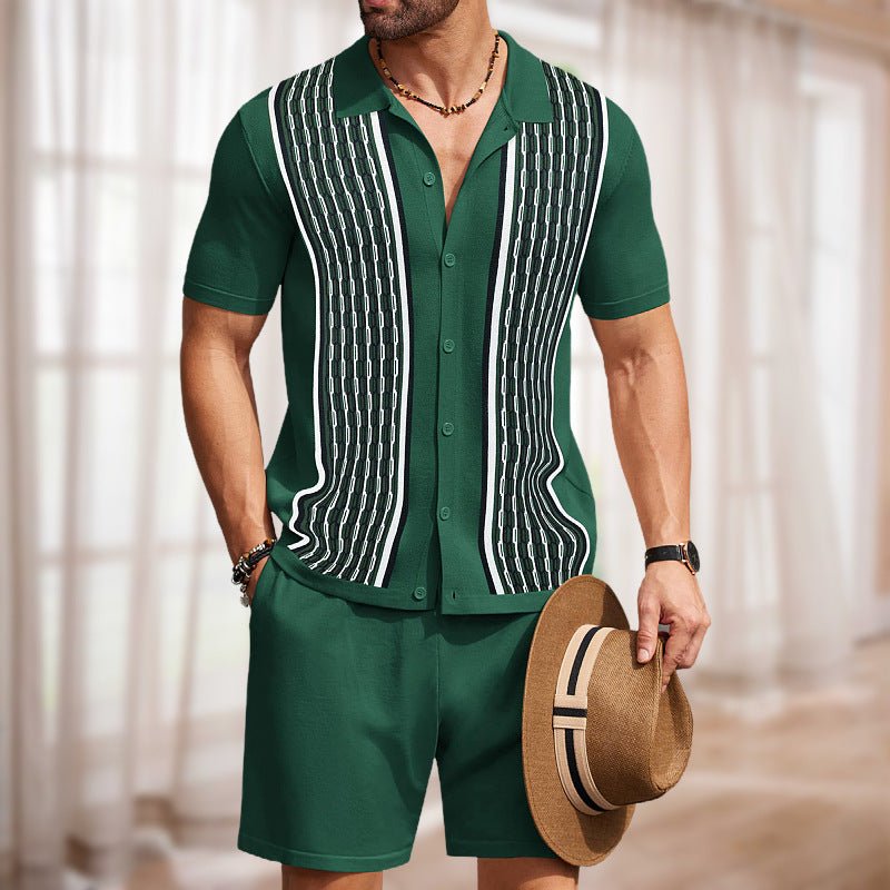 Costume polo tricoté deux pièces en jacquard décontracté Homme - RAPHYA