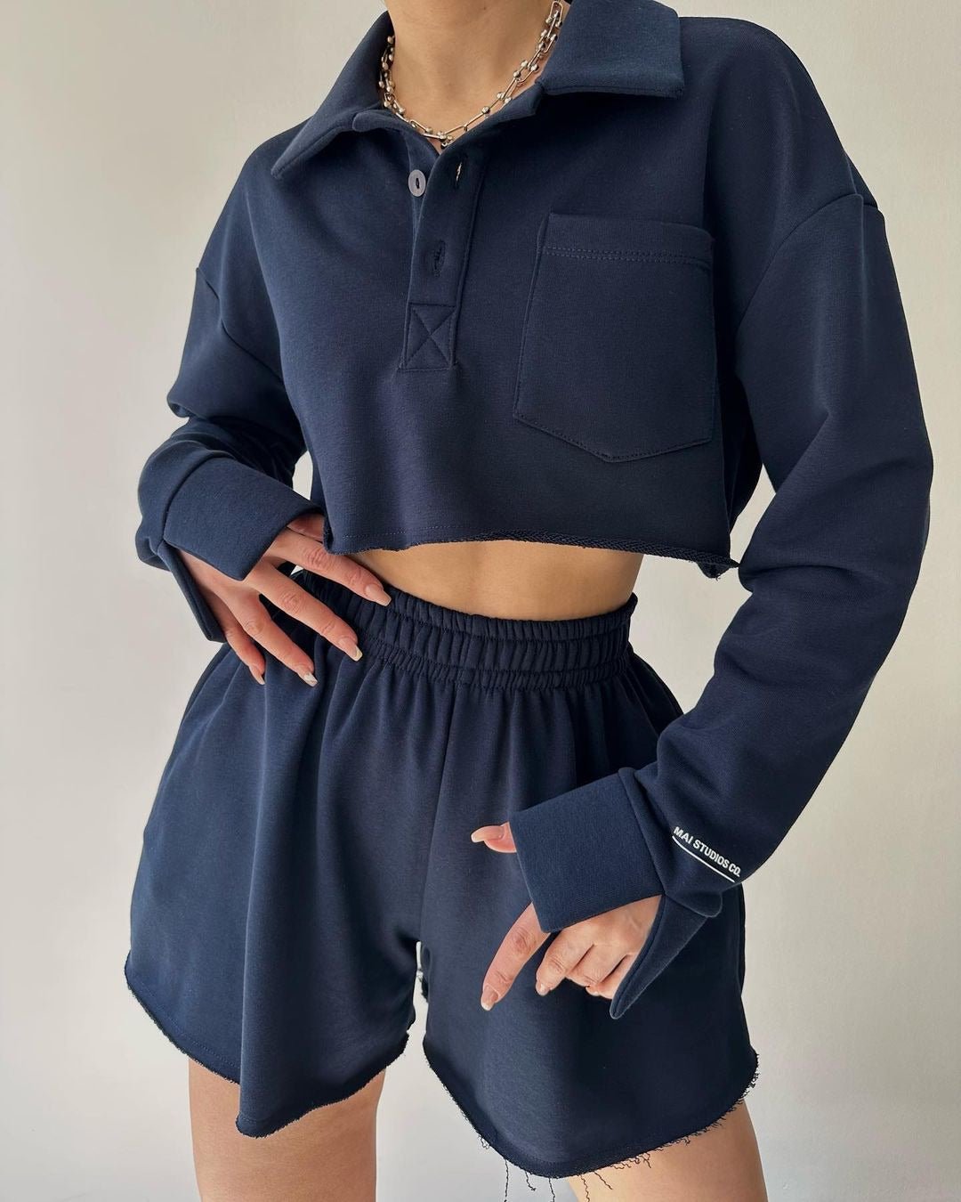 Ensemble cardigan décontracté avec haut et short à cordon Femme - RAPHYA