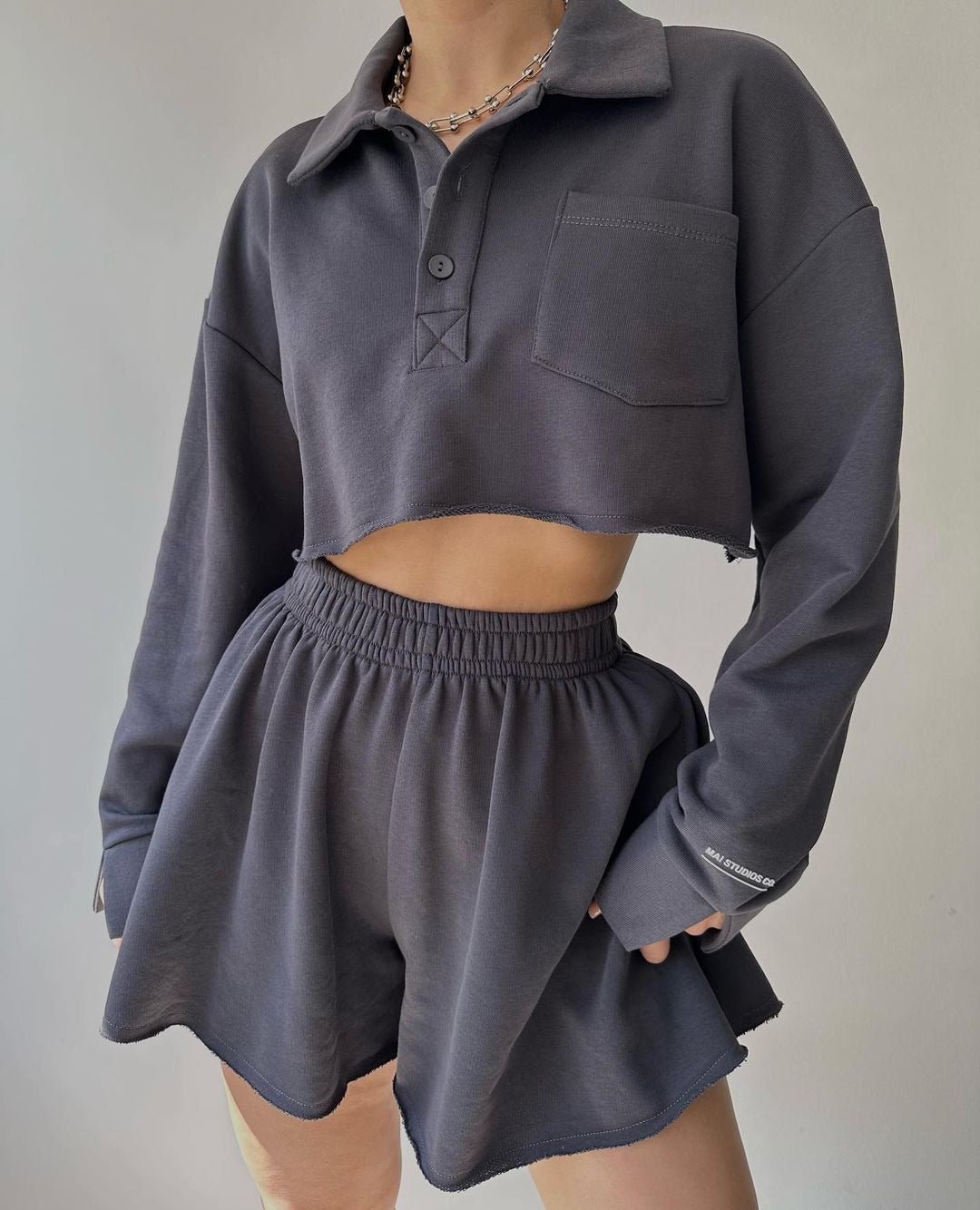 Ensemble cardigan décontracté avec haut et short à cordon Femme - RAPHYA