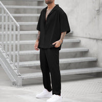 Ensemble deux pièces chemise et pantalon décontractés, mode d'été Homme - RAPHYA