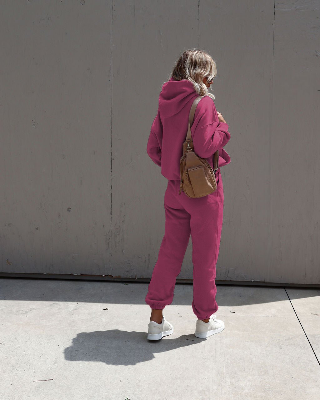 Ensemble sweat-shirt à capuche et pantalon décontracté de couleur unie, à la mode Femme - RAPHYA