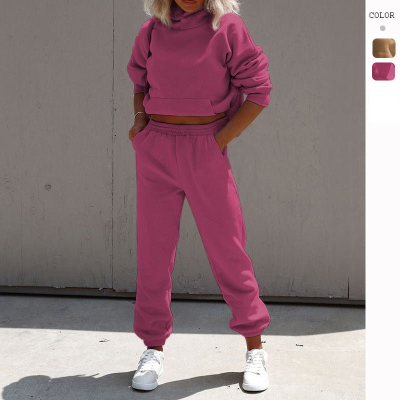 Ensemble sweat-shirt à capuche et pantalon décontracté de couleur unie, à la mode Femme - RAPHYA