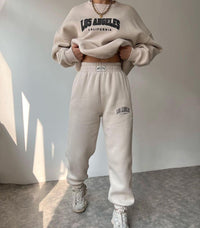 Ensemble sweat-shirt et pantalon en molleton à motif de lettres décontracté et à la mode Femme - RAPHYA