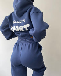 Ensemble sweat-shirt et pantalon imprimés à capuche en polaire décontracté Femme - RAPHYA