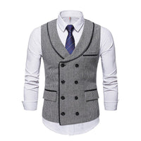 Gilet de costume pied-de-poule à double boutonnage avec col en fruit vert de style britannique Homme - RAPHYA