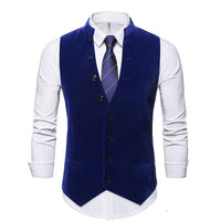 Gilet de costume slim à la mode, couleur unie, col montant, multi-boutons Homme - RAPHYA