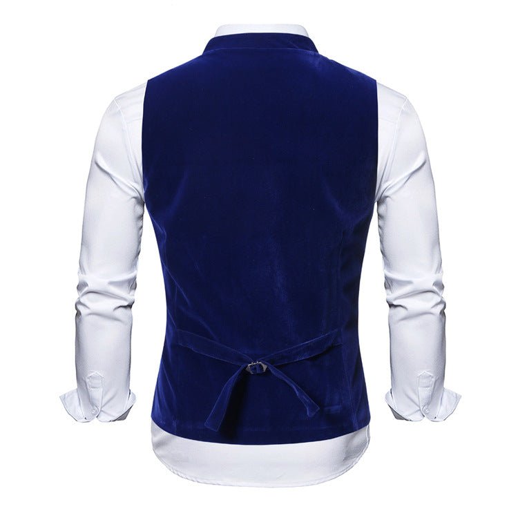 Gilet de costume slim à la mode, couleur unie, col montant, multi-boutons Homme - RAPHYA