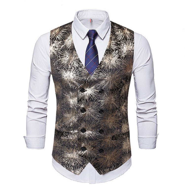 Gilet de costume slim fit à double boutonnage imprimé par marquage à chaud Homme - RAPHYA