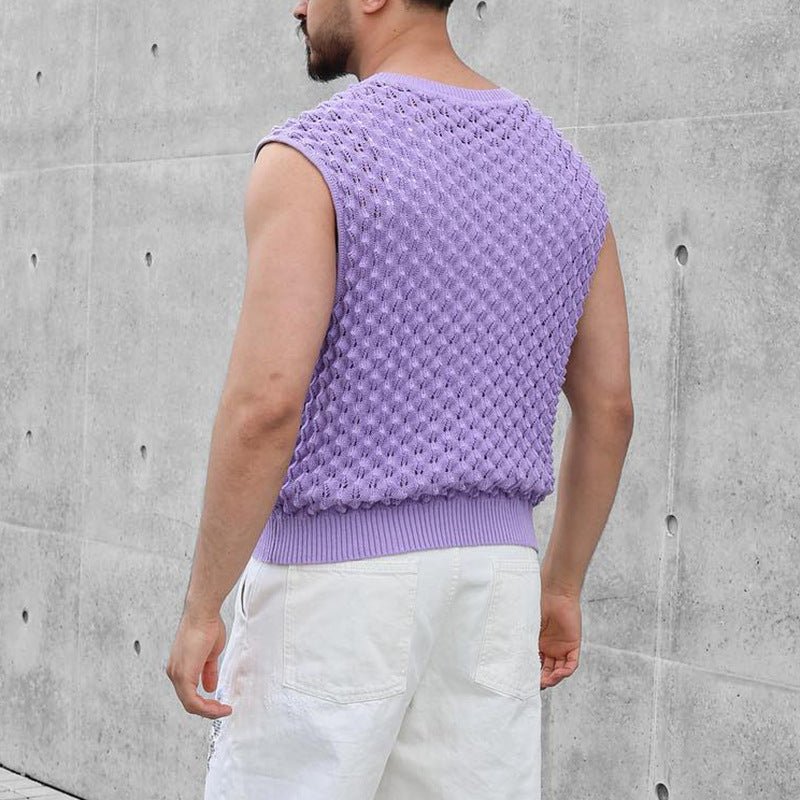 Gilet personnalisé en tissu maille tricoté, polyvalent, décontracté, sexy, à la mode Homme - RAPHYA